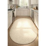 Raschel Carpet Yıkanabilir Oval Leke Tutmaz Moopy Krem Mutfak Halısı Kaymaz Taban Halı YENIMODELELIPS_6497_KREM
