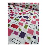 Raşel kumaş Dertsiz %100 polyester sofra bezi okul sıra örtüsü kumaşı ( Pembeli renkli kareler 100 x 150 )