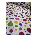 Raşel kumaş Dertsiz %100 polyester sofra bezi okul sıra örtüsü kumaşı ( Renkli puantiye 100 x 140 )