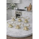 Raşha Collection 6'lı Gold Desenli Kahve Yanı Lokumluk - Altın