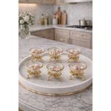 RASHA COLLECTION 6'lı Gül Desenli Gold Kahve Yanı Lokumluk