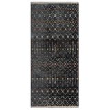 Rasha Siyah Geometrik Modern Geometrik Etnik Desenli Boho Makinada Yıkanabilir Hafif Hav Toz Vermez Leke Tutmaz Kaymaz Taban Dijital Makine Baskı Halı Oturma Odası Salon Yolluk Koridor Mutfak Halısı