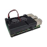 Raspberry Pi 4 Alüminyum Çift Fanlı Muhafaza Kutusu - Siyah