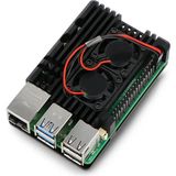 Raspberry Pi 5 Çift Fanlı İki Kablolu Alüminyum Kasa Soğutucu Muhafaza Kutusu