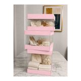 RASS Asetat Gelin Çeyiz Bohça Kutusu Toz Pembe 3'lü Set 1 Takım Şeffaf Katlanabilir Demonte Söz Nişan Hediyelik Ölçüler;BüyükBoy:33*33*40cm Orta Boy: 33*33* 25cm Küçük Boy: 33*33*15cm