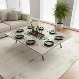 Ratemo Beyaz Renk Katlanır Metal Ayaklı Yer Sofrası 89X119 Cm Modern Dikdörtgen Çok Amaçlı Masa