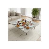 Ratemo Katlanır Metal Ayaklı Yer Sofrası 89X119 cm – Modern Dikdörtgen Çok Amaçlı Masa – Beyaz