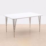 Ratemo Mobilya Beyaz Renk Metal Ayaklı Masa 119X89X74 cm | 6-8 Kişilik Yemek Masası, Balkon Masası, Çalışma Masası ve Bilgisayar Masası
