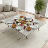 Ratemo Mobilya Ratemo Katlanır Metal Ayaklı Yer Sofrası 89X119 cm – Modern Dikdörtgen Çok Amaçlı Masa – Beyaz - 89 x 119 cm