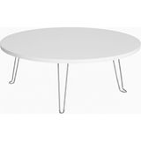 Ratemo Mobilya Yuvarlak Katlanır Ayaklı Yer Masası – 22 cm Yükseklik – Beyaz Çok Amaçlı Çocuk & Yer Sofrası - 90 cm X 90 cm