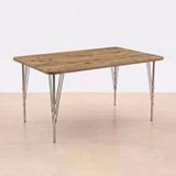 Ratemo Modern Ahşap Desenli 6 Kişilik Yemek Masası 119X89x74 Cm Sabit Metal Ayaklı Sağlam Mutfak Masası, Çalışma Masası, Balkon Masası