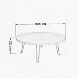 Ratemo Parlak Beyaz Katlanır Yer Sofrası 100 Cm - Modern Yuvarlak Yer Masası, Çocuk Oyun Masası Ve Sehpa