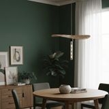 Rattam Coda Serisi: 45CM Genişliğinde Yassı Formlu Doğal Hasır Avize (Minimalist Disk Tasarım) - 1 - Ahşap