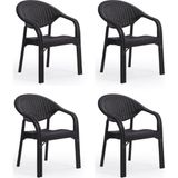Rattan 4'lü Bambu Bahçe&balkon,teras Sandalye - Kahverengi