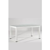 Rattan 90x150 Camlı Beyaz Masa - Bahçe&balkon&teras