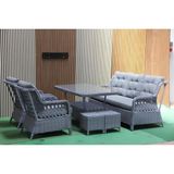 Rattan Bahçe Balkon Takımı 3 1 1 Puflu Rattan Bahçe Mobilyası Bahçe Takımı Oturma Grubu Krem
