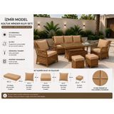 Rattan Bahçe Ve Balkon Takımı 3+1+1 Minder Kılıf Seti