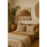 Rattan Bambu Hasır Sarkıt Avize Çap: 35 Cm Yükseklik: 20 Cm