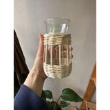 Rattan Bambu Kapaklı Mini Sepet - Bej