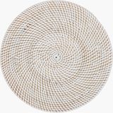Rattan Beyaz Eskitme Yuvarlak Amerikan Servis - 35 x 35 cm