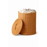 Rattan Depolama Sepeti – 37 cm Çap / 40 cm Yükseklik | Dekoratif Battaniye, Oyuncak & Çamaşır Sepeti