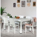 Rattan Dikdörtgen Beyaz Masa Takımı Bahçe&balkon - 1/100 Toz Ceviz