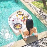 Rattan Dokuma Servis Tepsisi, Lüks Yüzer Servis Tablası Masa ve Bar, Yüzer Tazeleme Masası Raft Tepsisi, İçecekler Sunan Havuzlar için, Brunch, Suda Yemek
