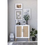 Rattan (Jüt Kumaş) Kapaklı Çok Amaçlı Dolap – %100 Mdf, Şık ve Dayanıklı, 75 cm Genişlik, Mutfak – Salon – Antre Kullanımına Uygun