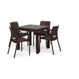 Rattan Kahve Kollu 4 Sandalye Masa Takımı - Bahçe&Balkon&Teras Kahverengi