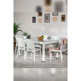 Rattan Large Camlı Beyaz Masa Takımı Bahçe&balkon 1 Camlı Masa + 6 Sandalye - Çok Renkli