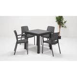 Rattan Lüx 80x80 Masa Takımı 1 Masa + 4 Sandalye Antrasit Bahçe Balkon Teras Antrasit