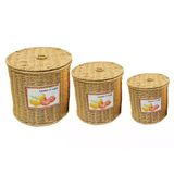 Rattan Örme 3’Lü Patates – Soğan – Sarımsak Saklama Seti | Büyük – Orta – Küçük Boy | Yıkanabilir, Suya Dayanıklı