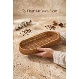 Rattan Oval Ekmek Sepeti 14X34X4.5 cm - El Örmesi Hasır Baharatlık ve Mutfak Organizeri - Çok Renkli