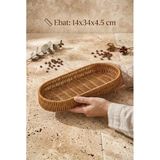 Rattan Oval Ekmek Sepeti 14X34x4.5 Cm - El Örmesi Hasır Baharatlık Ve Mutfak Organizeri