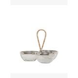 Rattan Saplı Cam Üç Bölmeli Servis Tabağı(20x22 Cm)