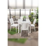 Rattan Small Camlı Beyaz Masa Takımı Bahçe&balkon 1 Camlı Masa + 4 Sandalye - Çok Renkli