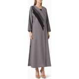 Rauaa Official Buton Detaylı Ince Kumaş Abaya Şıklığı ve Rahatlığı ile Günlük Kullanıma Uygun - Gri - 54