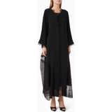 Rauaa Official Dantelli Nakışlı Abaya Hareketli Siluetiyle Şıklığı Yansıtıyor - Siyah - 53