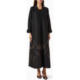 Rauaa Official Floral Nakışlı Abaya ve Şeila ile Şık ve Rahat Tasarım - Siyah - 54