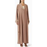 Rauaa Official Işlemeli Şifon Abaya ile Günlük Şıklığınızı Artırın ve Zarif Kombinler Yaratın - Açık Pembe - 54