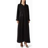 Rauaa Official Modern Abaya ile Şıklığı Yakalayın Tie-Up Panel Detaylı ve Ince Tasarım - Siyah - 56