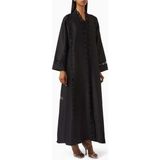 Rauaa Official Şık Dantel Nakışlı Abaya Modern Kadınlar Için Ön Düğmeli Uzun Kollu Tasarım - Siyah - 56