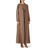 Rauaa Official Şık Fern Işlemeli Abaya Takımı Modern Tesettür Modası Için Ideal Seçim - Gri - 56