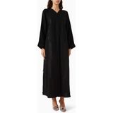 Rauaa Official Şık Panel Kesim Nakışlı Abaya ve Sheila ile Rahat ve Şık Stil Seçenekleri - Siyah - 52