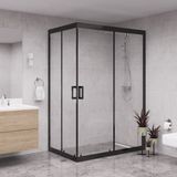 Raumark Black Diora 6mm Şeffaf Dikdörtgen Duşakabin - 90X100