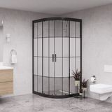 Raumark Black Luna 6mm Karolajlı Ortası Kumlamalı Oval Duşakabin - 100X100