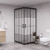 Raumark Black Quandrum 6mm Karolajlı Ortası Kumlamalı Kare Duşakabin - 100X100