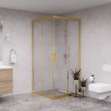 Raumark Gold Quandrum 6mm Şeffaf Cam Kare Duşakabin - 100X100