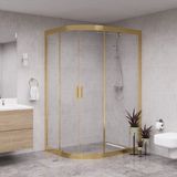 Raumark Gold Solis 6mm Şeffaf Cam Asimetrik Oval Duşakabin - 80X100