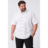 Ravanelli Büyük Beden Erkek Gömlek Kısa Kollu Keten Görünümlü %100 Pamuk Battal Boy - 6XL - Beyaz